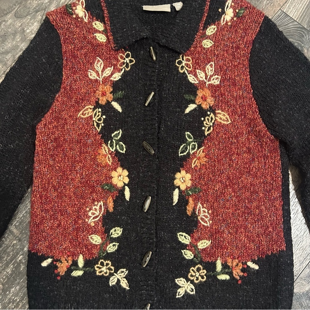Vintage 90s Cardigan Sweater Grannycore Toggle Buttons Women’s Petite Small